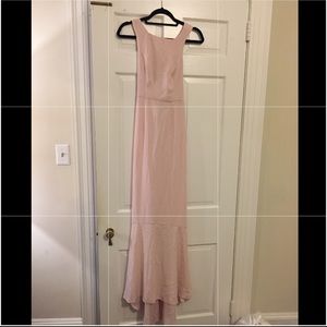 Long Light pink ASOS bridesmaid dress